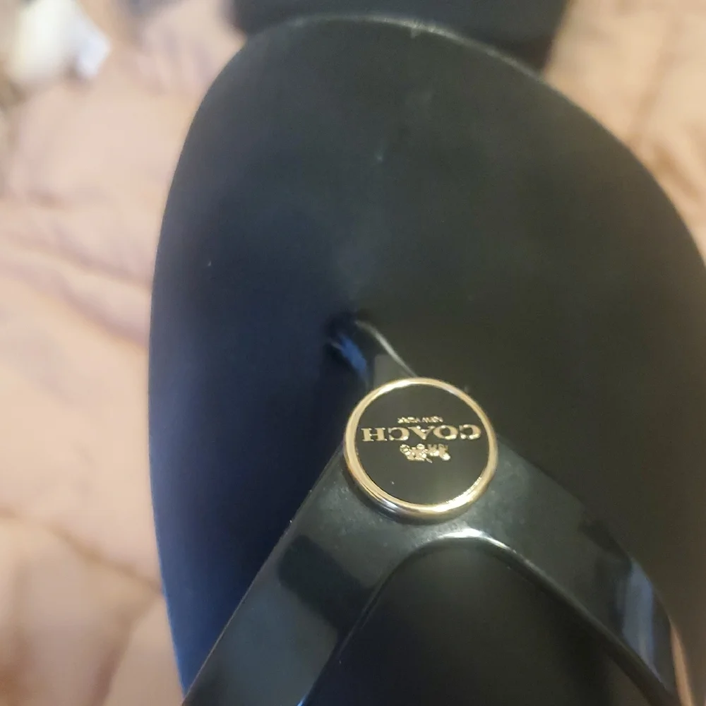 Coach Black Sandals with Gold Accents - Picture 9 of 11